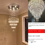 Calara-krystallysekrone med regndråber, loftslampe i rustfrit stål