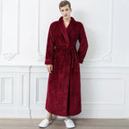 CozyNest varm flannel-morgenkåbe til gravide, ekstra lang pasform