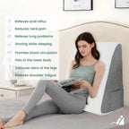 Almofada triangular em cunha para dormir com a parte superior elevada, com capa amovível e bolsos | Fioriscas
