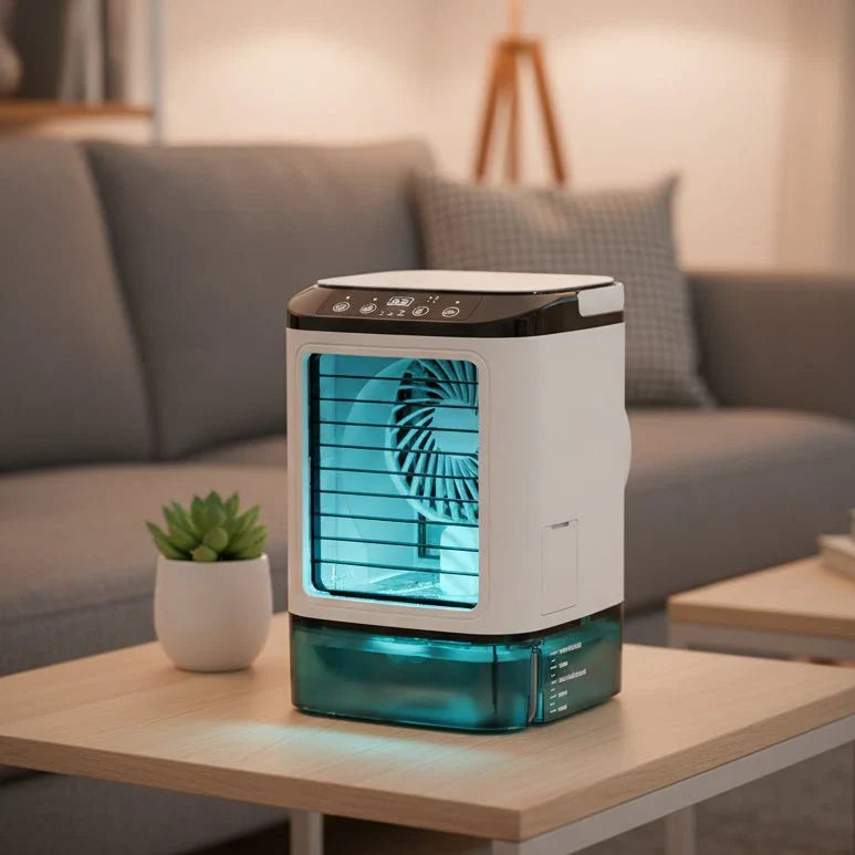 Hordozható hűsítő ventilátor frissítő permetezőfunkcióval | Fioriscas