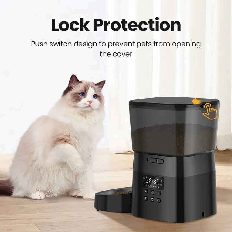 Automatisk foderautomat til kæledyr med LCD-timer, genopladelig, til hunde og katte