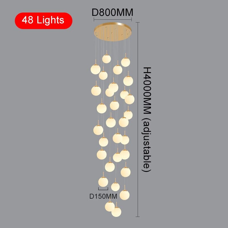 Lustre Liora Orb, suspension LED cascade pour escaliers et halls d’entrée