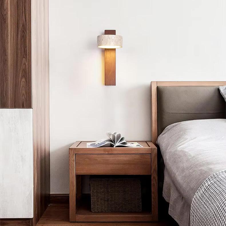 Rowan Marble Wall Sconce, LED G9 Light, Wood-Tone Base
