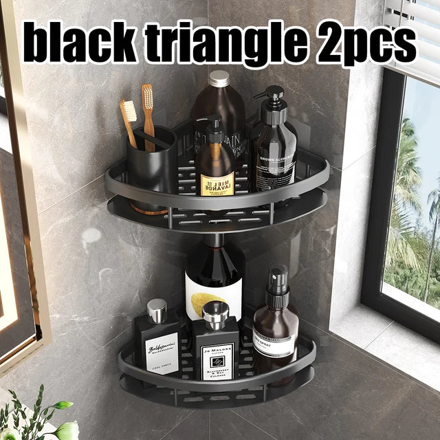 VelaGrip Corner Bath Shelf, Aluminum Wall-Mount Bathroom Storage