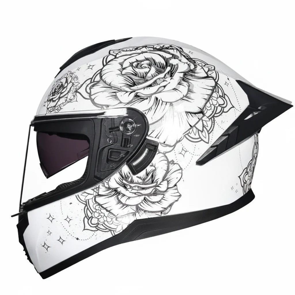 Casco da moto integrale da gara, certificato DOT, sistema a doppia visiera
