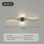 LED Wall Sconce with Double-Curve Design, Remote Control, Black & Gold