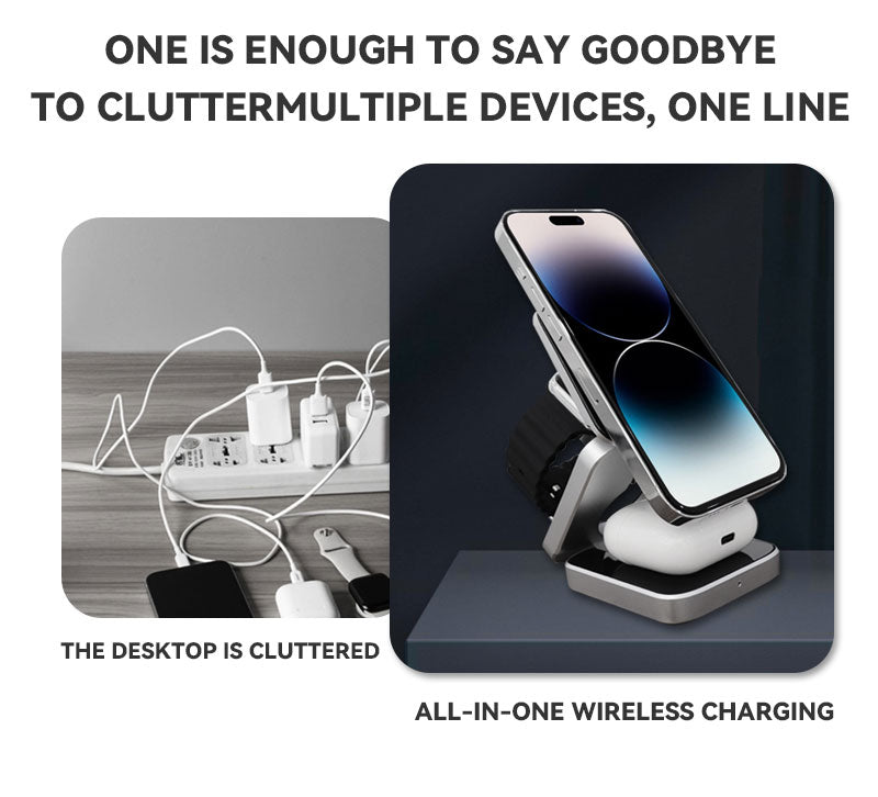 3-in-1 Magnetic Wireless Charging Stand for iPhone, AirPods, and Apple Watch