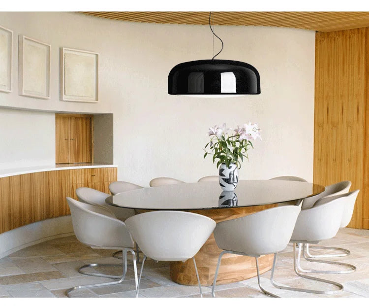 FjordLume-Pendelleuchte, rundes nordisches Design, 3 Größen in Schwarz oder Weiß