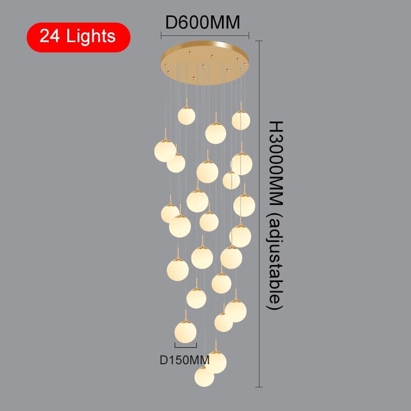 Lustre Liora Orb, suspension LED cascade pour escaliers et halls d’entrée