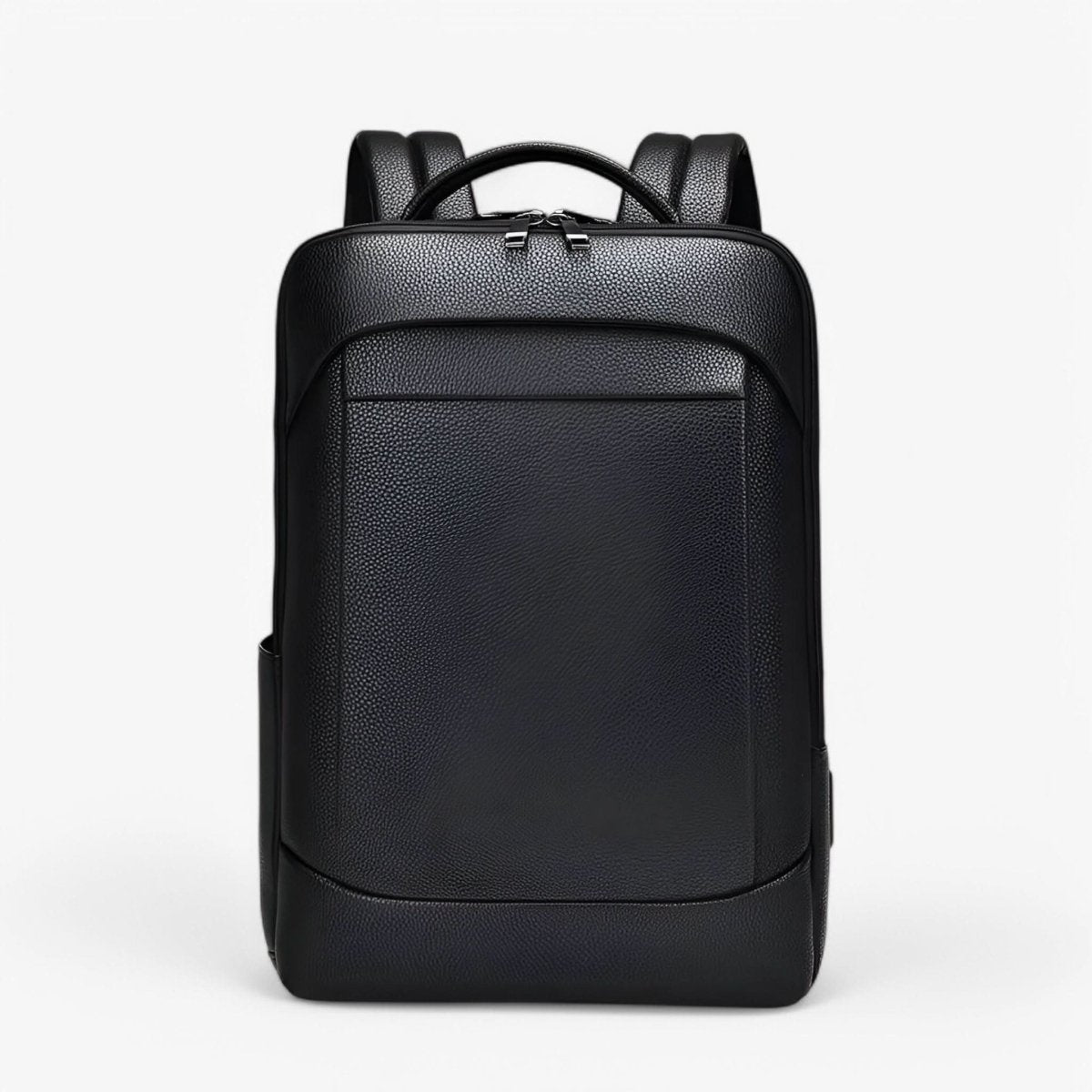 Elegant leather rucksack for men/women with USB port for laptop and everyday use, 15.6 inch, black