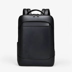 Elegant leather rucksack for men/women with USB port for laptop and everyday use, 15.6 inch, black