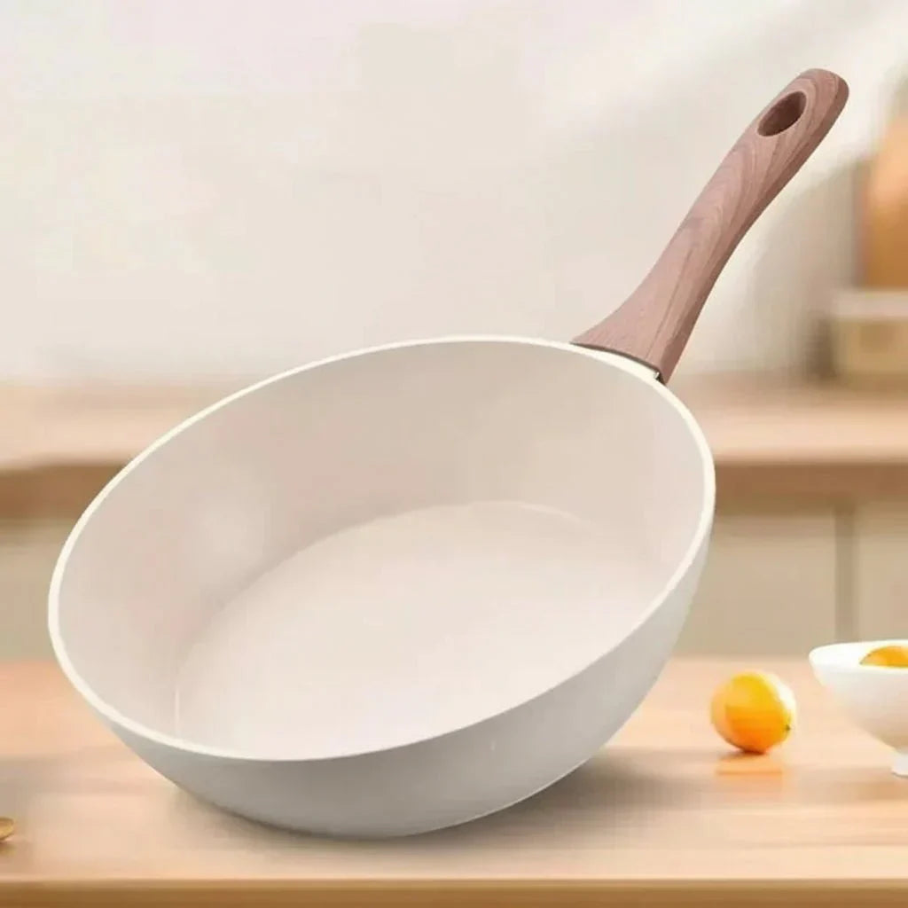 djup non-stick-panna med medicinsk stenbeläggning i rostfritt stål för gas- och induktionshällar - Fioriscas