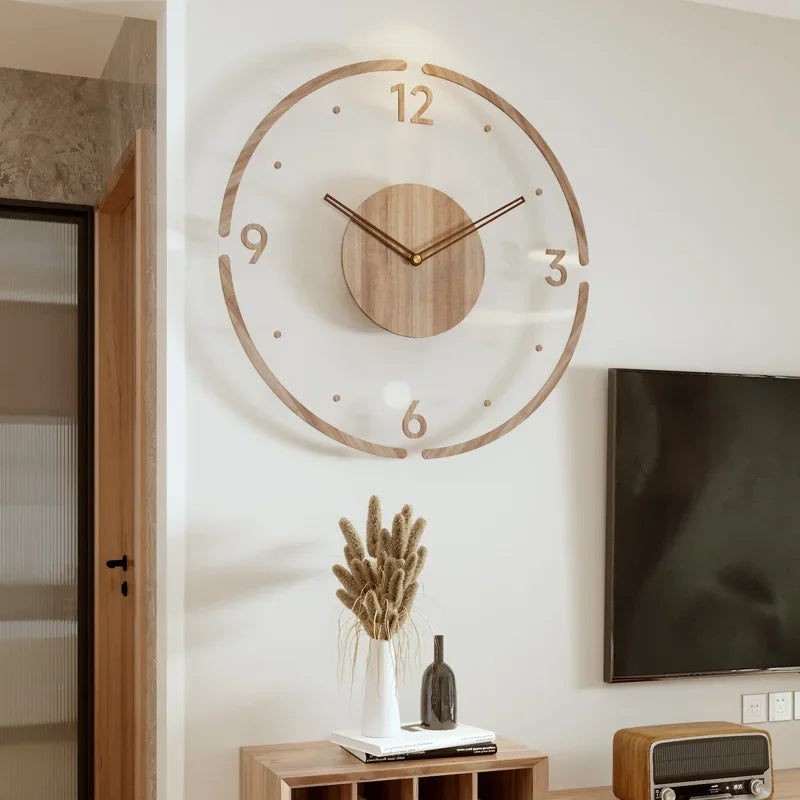 Holzwanduhr „Aeron“ im skandinavisch-minimalistischen Stil, geräuschloses Quarzwerk