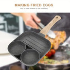 Three-Section Nonstick Aluminum Frying Pan for Breakfast Cooking
