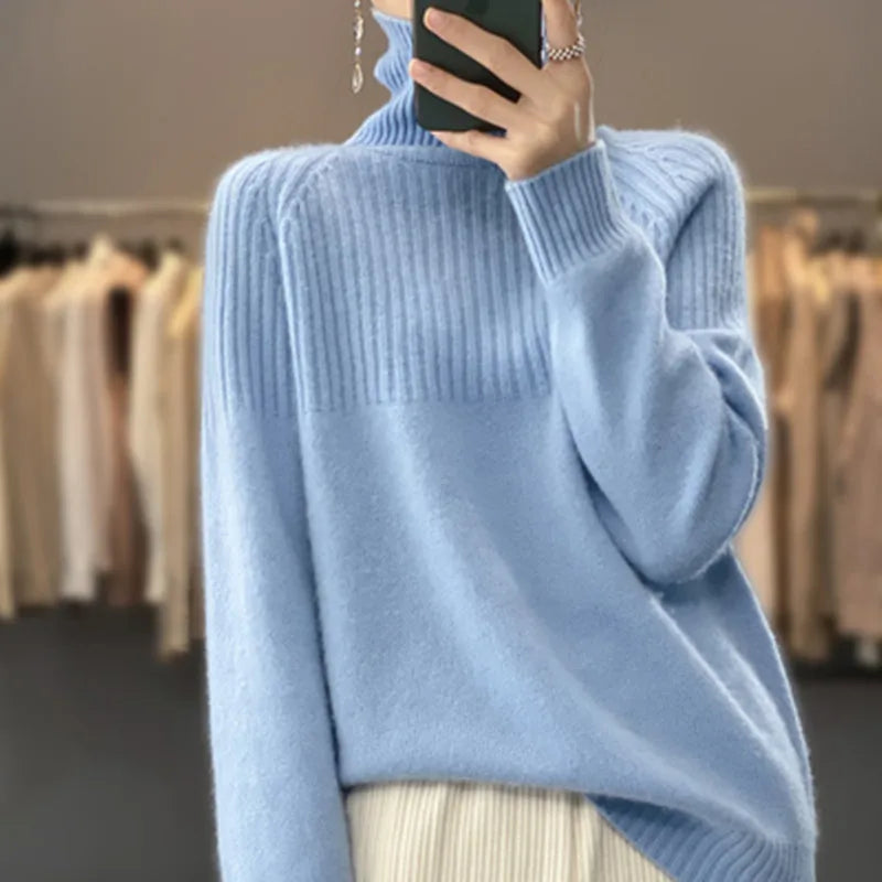 Wollpullover mit Rollkragen für Damen, Verda weicher warmer Strickpullover