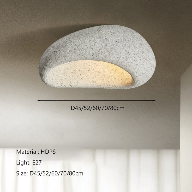 Wabi-Sabi Ceiling Light With Fabric Shade And Nickel Finish