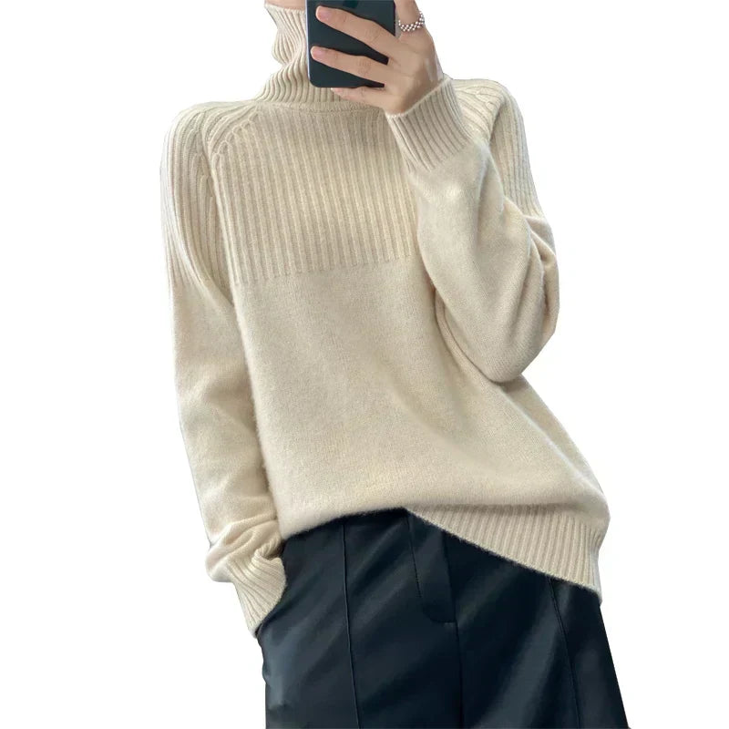 Wollpullover mit Rollkragen für Damen, Verda weicher warmer Strickpullover