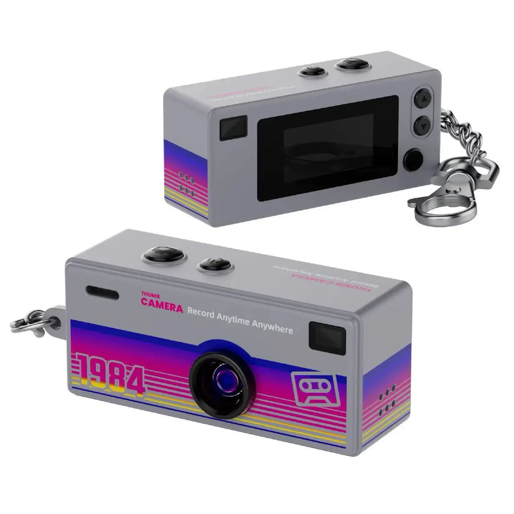 Câmara retro de porta-chaves 1080P com sensor CCD, flash integrado e suporte para MicroSD de 128GB | Fioriscas