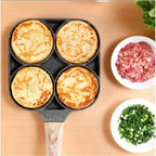 Poêle antiadhésive à 4 cavités pour omelettes, burgers, steaks et petits-déjeuners - Fioriscas