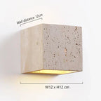 Travertine Wall Sconce With Perforated LED Light, LumaStone