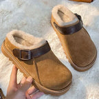 Mules douillettes CozyCloud pour femmes, doublées en fourrure synthétique, avec bride à boucle