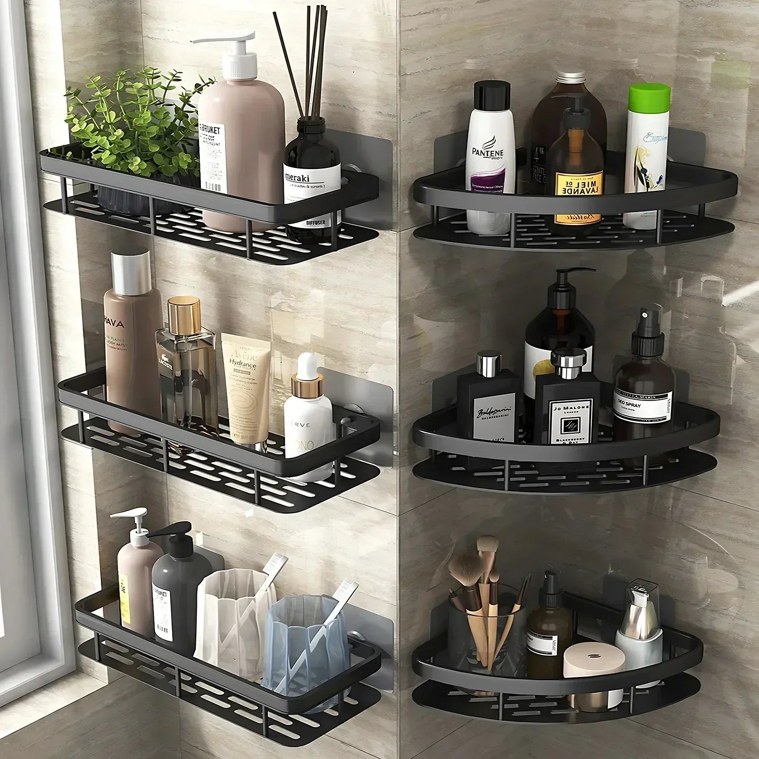 VelaGrip Corner Bath Shelf, Aluminum Wall-Mount Bathroom Storage