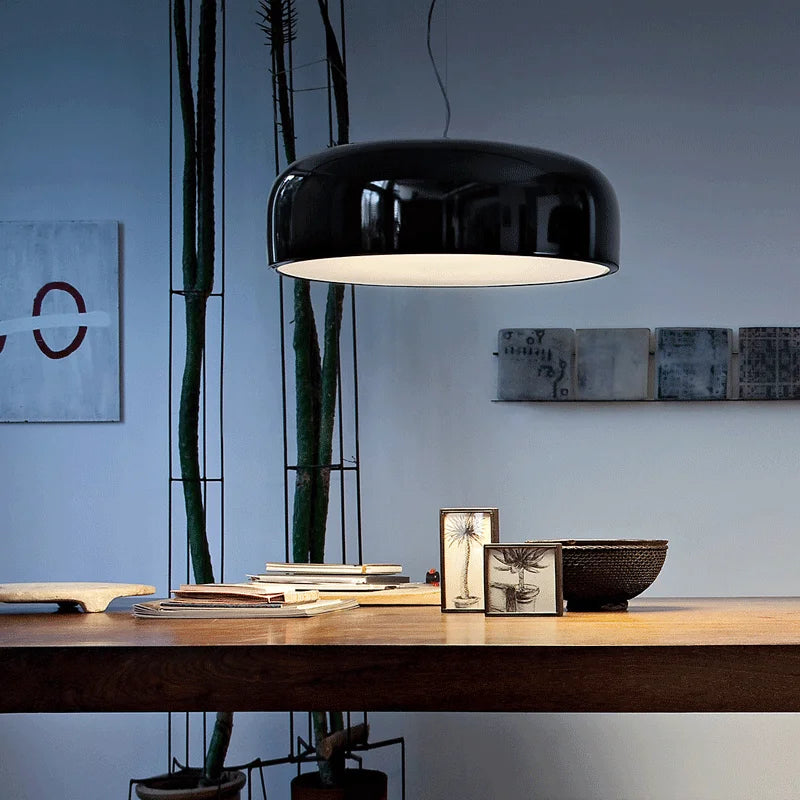FjordLume-Pendelleuchte, rundes nordisches Design, 3 Größen in Schwarz oder Weiß