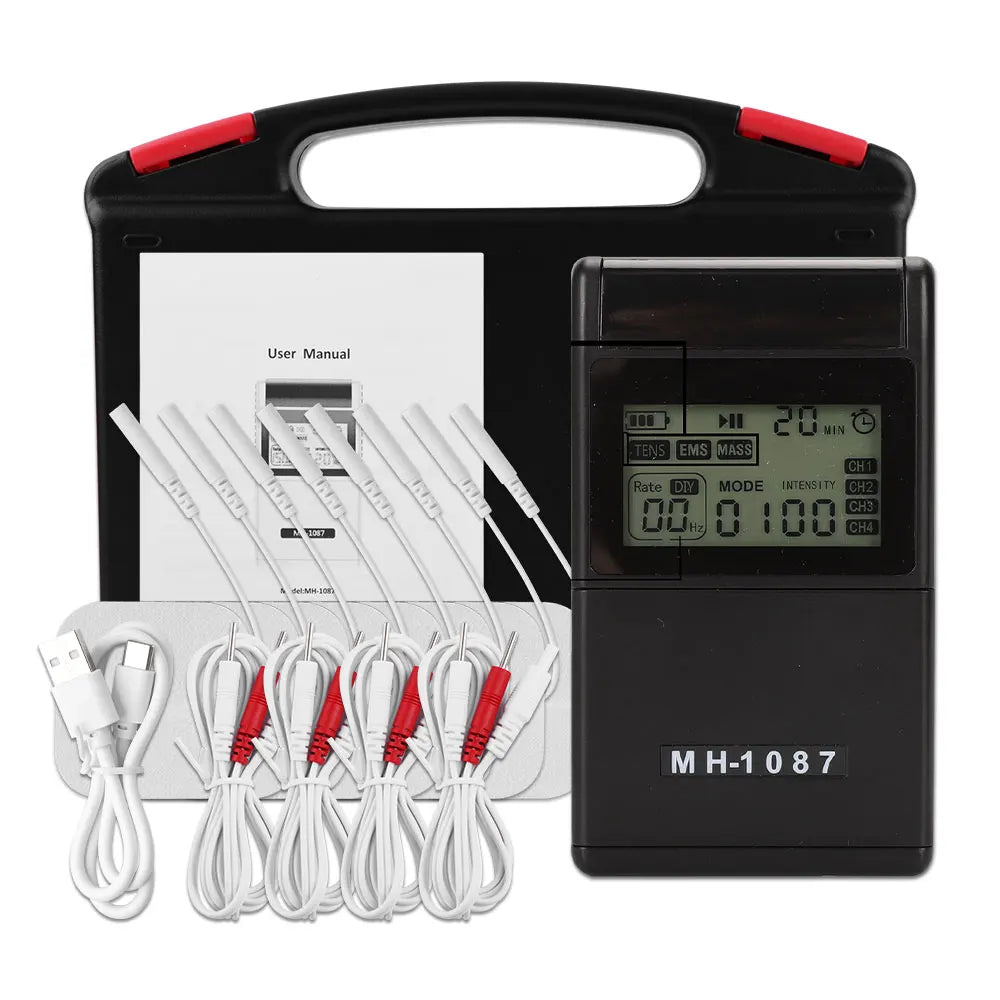 Dual-Channel TENS EMS Muscle Stimulator With 4 Electrode Pads