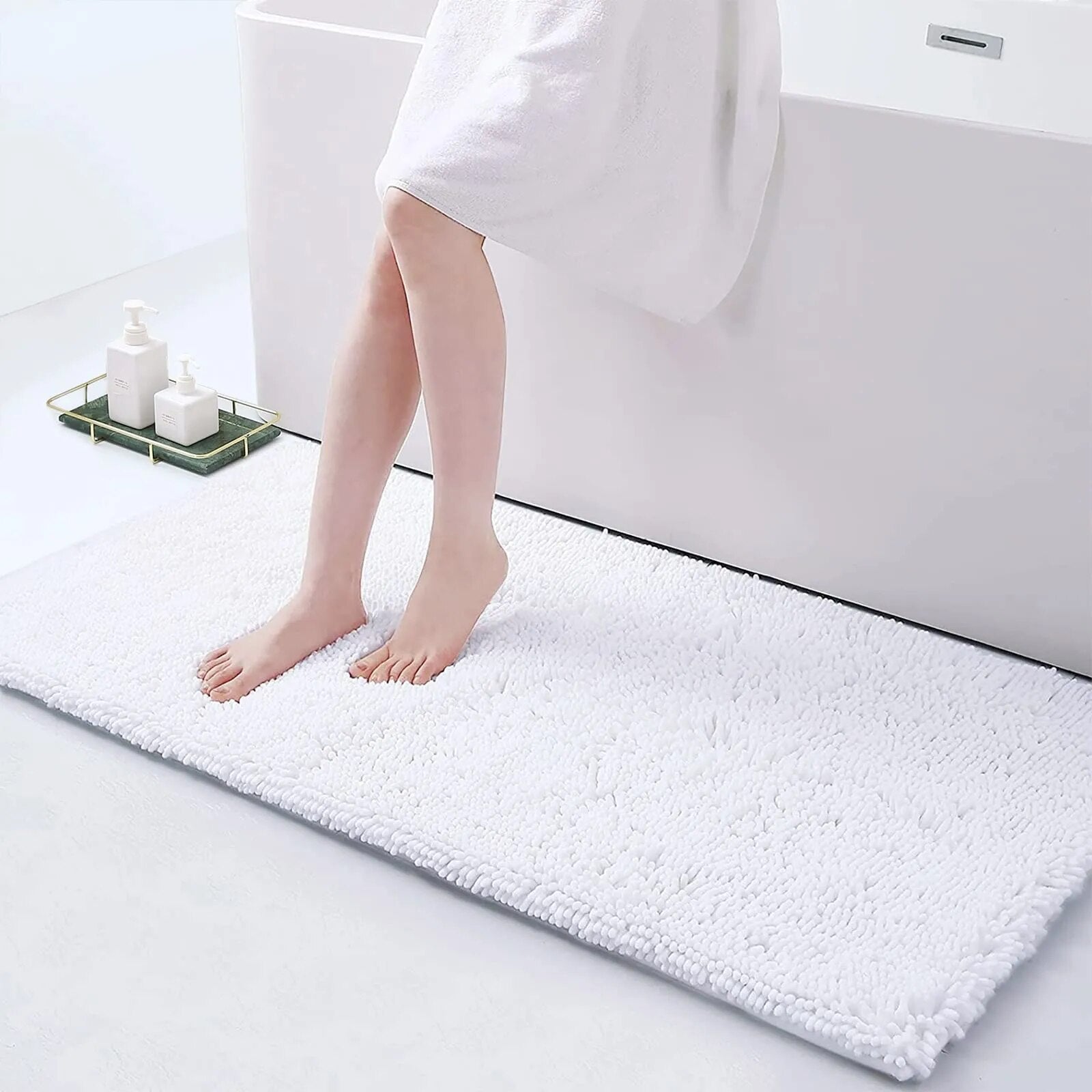 AquaNest blød skridsikker bademåtte med absorberende, sikkert underlag