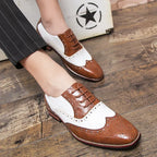 Men's Luxury Shoes Brogue Lace-up Casual British Style Contrast Color Oxford Office