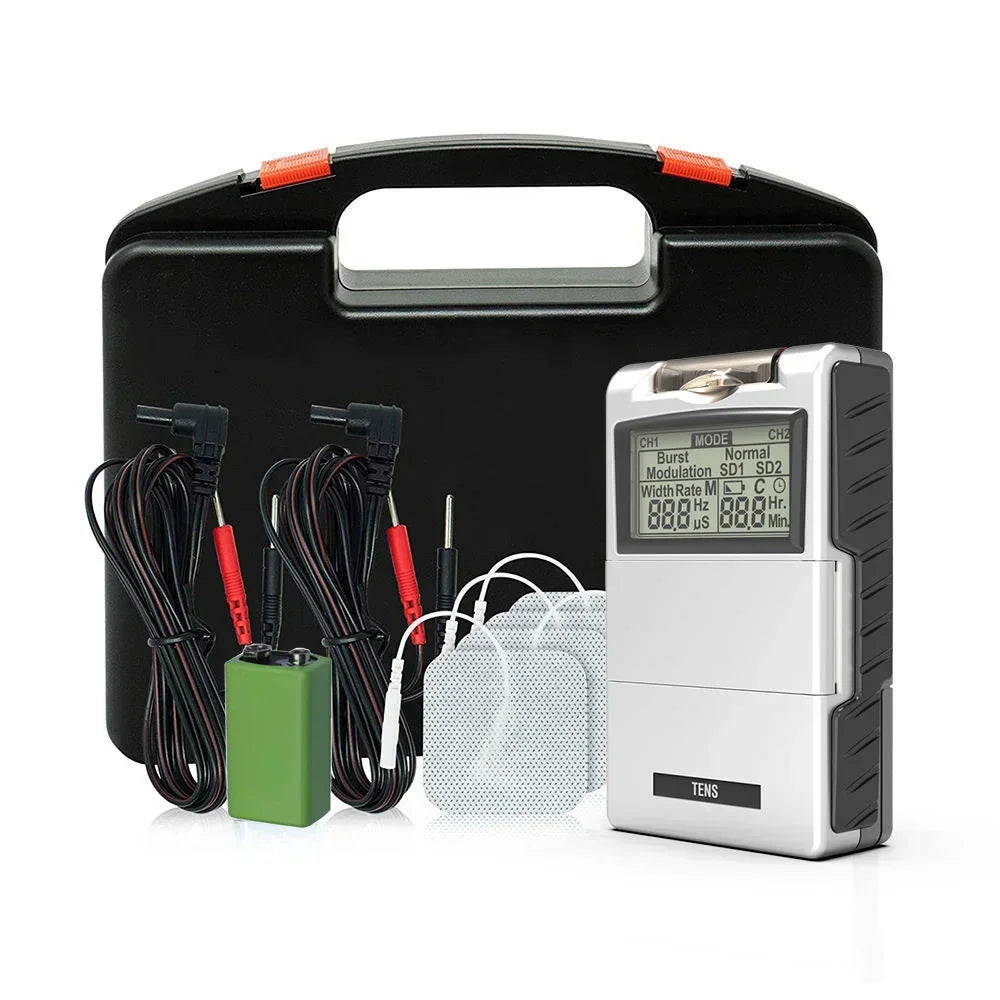 Dual-Channel TENS EMS Muscle Stimulator With 4 Electrode Pads