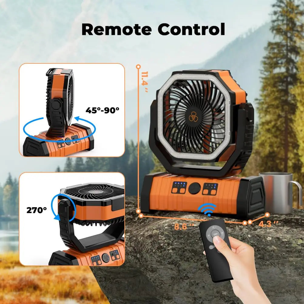 Ventilador portátil recargable para camping con batería externa LED de 20000mAh | Fioriscas