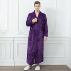 CozyNest varm flannel-morgenkåbe til gravide, ekstra lang pasform