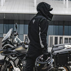 Regenpak voor motor met waterdichte polyester buitenlaag en reflecterende afwerking