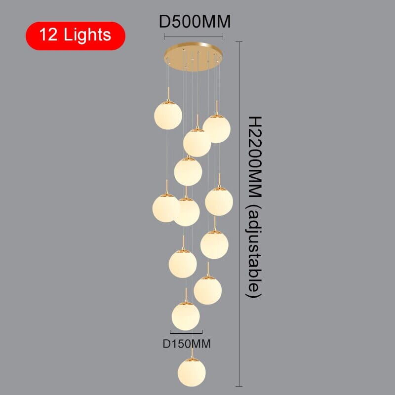 Lustre Liora Orb, suspension LED cascade pour escaliers et halls d’entrée