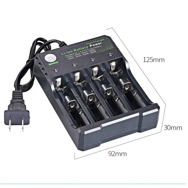 18650 Li-ion-batterioplader, intelligent opladning med 4 pladser og automatisk afbrydelse