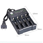 18650 Li-ion-batterioplader, intelligent opladning med 4 pladser og automatisk afbrydelse