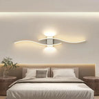 LED Wall Sconce with Double-Curve Design, Remote Control, Black & Gold