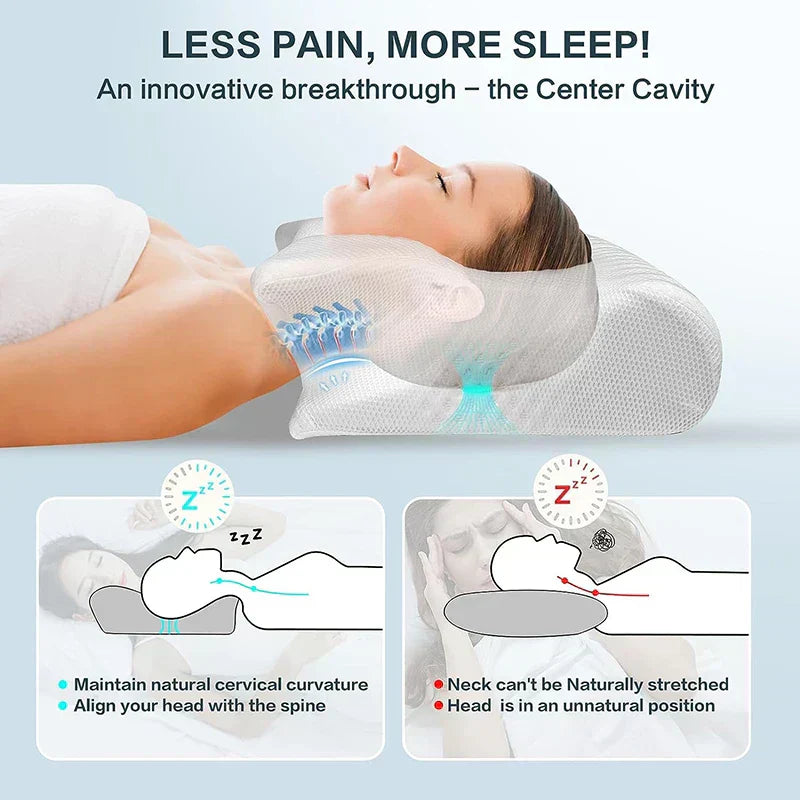 SomniEase ergonomisk memoryskum-nakkepude med kontur og støtte til nakken