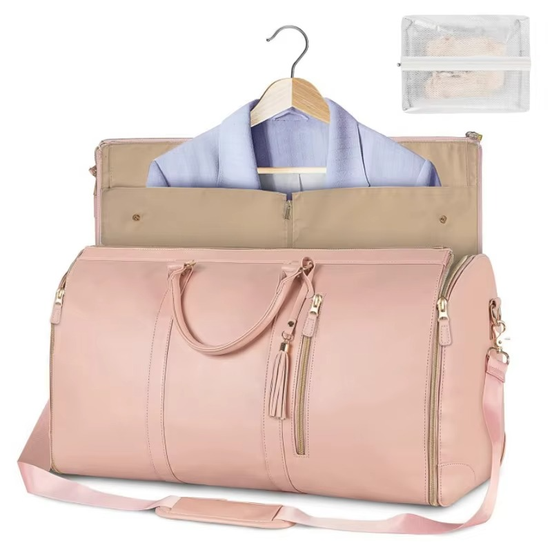 Large-Capacity Foldable Women's Garment Travel Bag with Hanging Suit Compartment