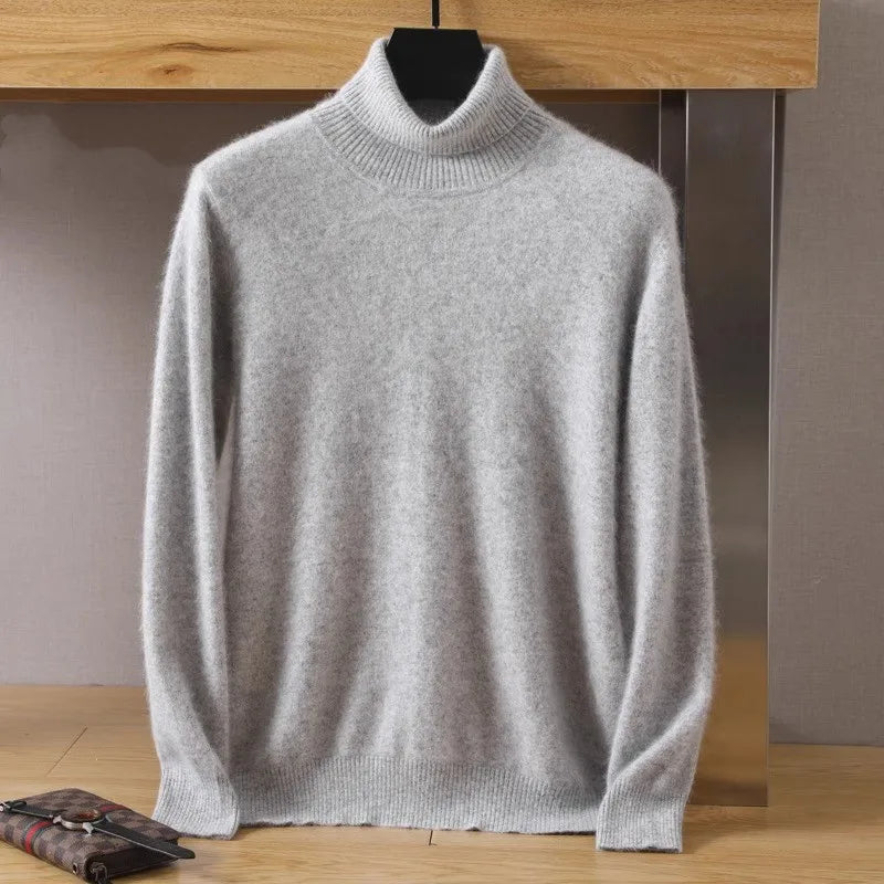 Aureo Men's Cashmere Sweater, Cable-Knit Collar, Long Sleeve
