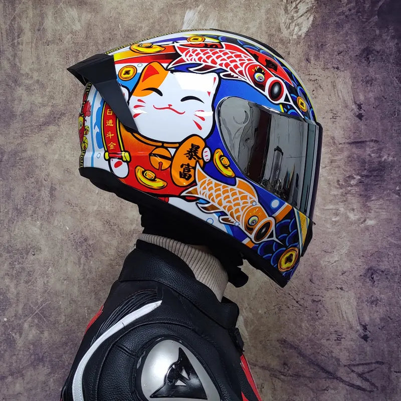 Casco da moto integrale da gara, certificato DOT, sistema a doppia visiera