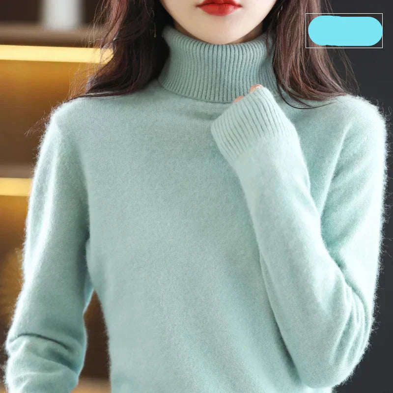 Nyorelle High-Neck Cashmere Sweater, Fitted Knit Pullover for Women