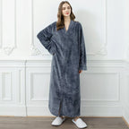 CozyNest varm flannel-morgenkåbe til gravide, ekstra lang pasform