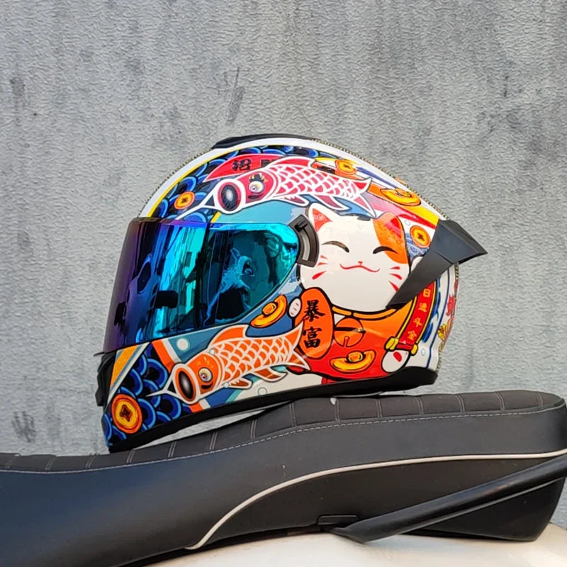 Casco da moto integrale da gara, certificato DOT, sistema a doppia visiera