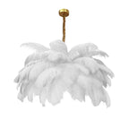 AstraFeather Ostrich Feather Pendant Light, White, Black, Grey & Purple