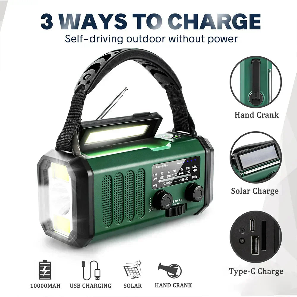 SolioGuard Hand-Crank Emergency Radio, Solar & USB Charging, NOAA Alerts