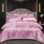 Set copripiumino in raso jacquard blu e oro Aurelume, da matrimoniale a king size super extra large