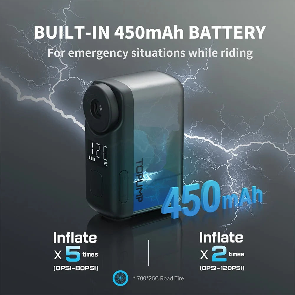 Bomba compacta para bicicletas elétricas, com visor digital, para pneus de estrada, 120 PSI e carregamento rápido | Fioriscas