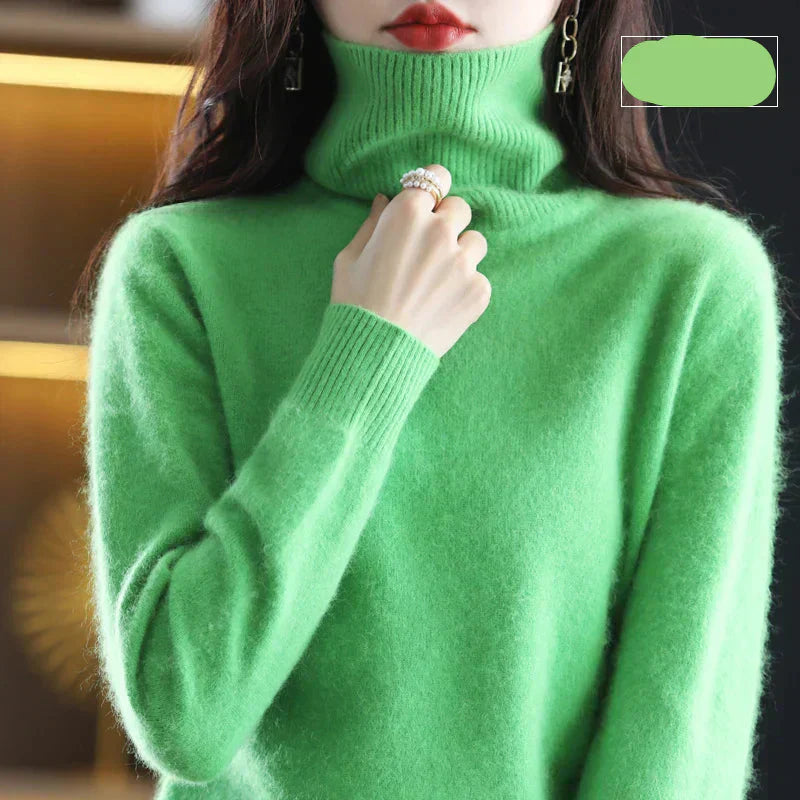 Nyorelle High-Neck Cashmere Sweater, Fitted Knit Pullover for Women